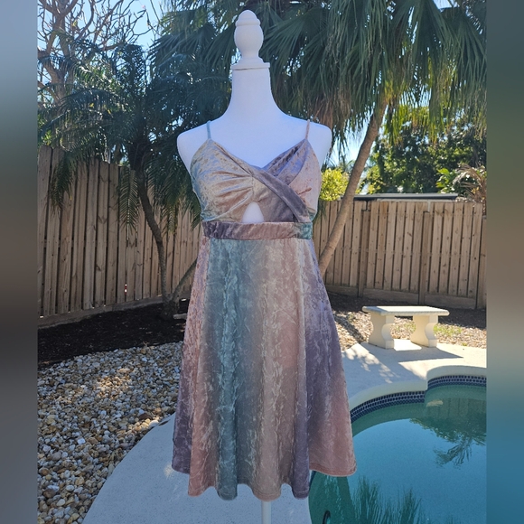 Living Doll Velvet Summer Dress Size M 90s Pastel Velour Y2K Party Vacation - Picture 2 of 12